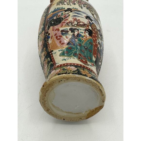 Antique Porcelain Vase Gold Gilded Geisha Hand Painted 7.75" Tall - Picture 5 of 8